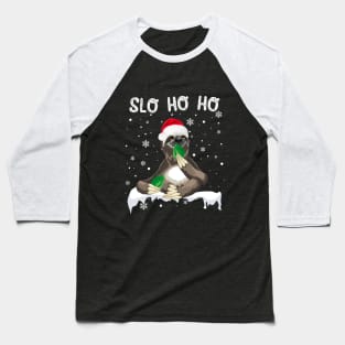 Slo Ho Ho Christmas Sloth With Santa Hat Baseball T-Shirt